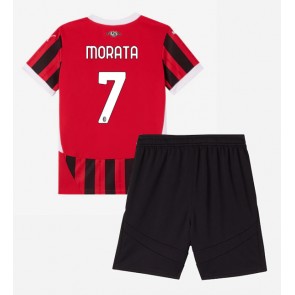 AC Milan Alvaro Morata #7 Dětské Domácí dres komplet 2024-25 Krátký Rukáv (+ trenýrky)